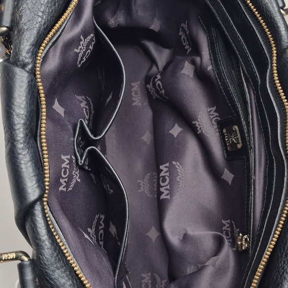 MCM Black Leather Handbag with Gold Accents - Picture 17 of 17
